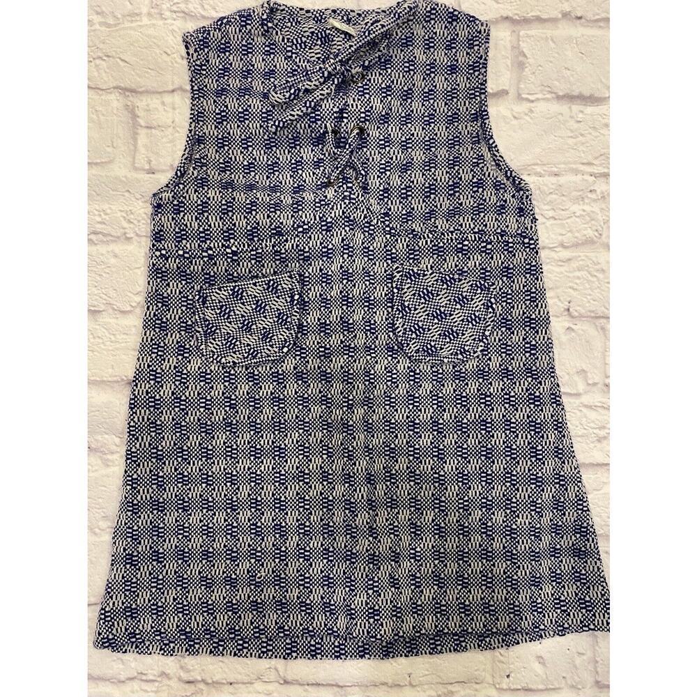 JCPenney Girl’s Jumper School Vintage Size 8 Blue White Overall Dress Lace Up